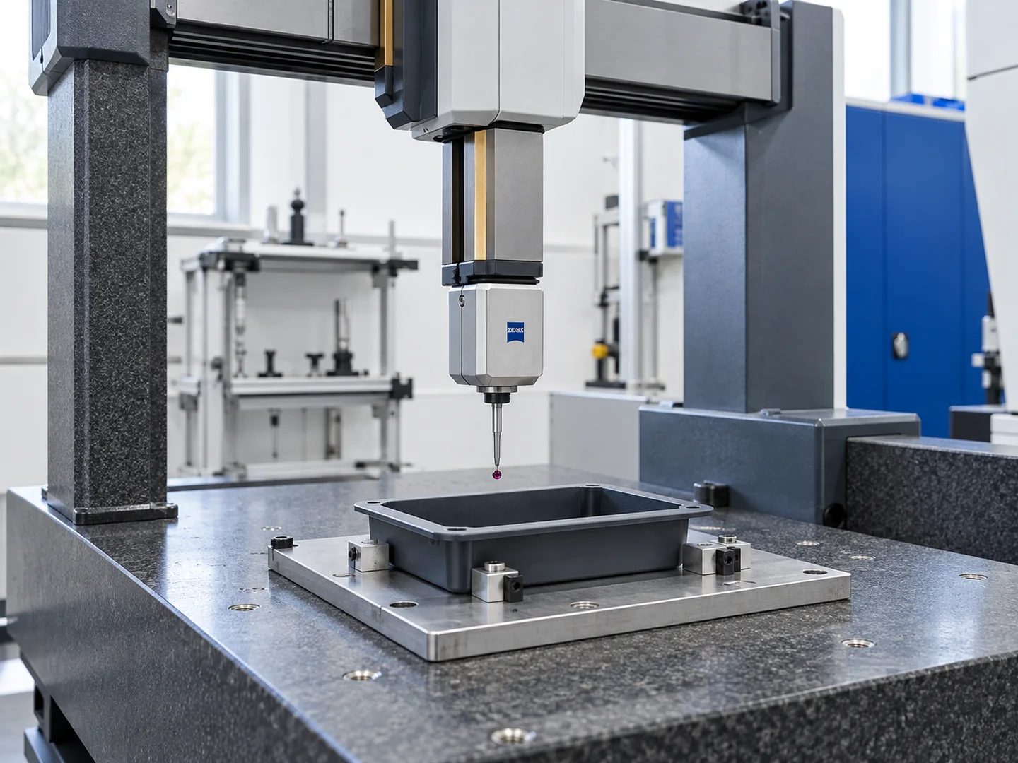 dimensional check shown in an illustrative inspection scene.
