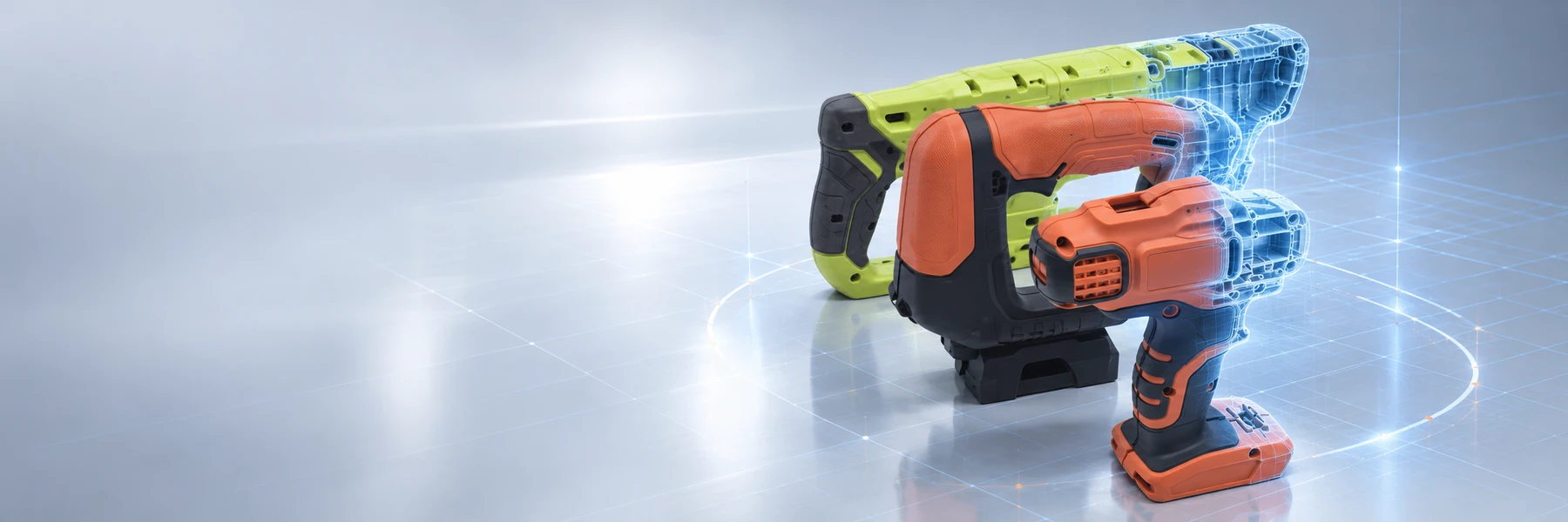 Power and outdoor-tool housings showing grip, protection and joining context.