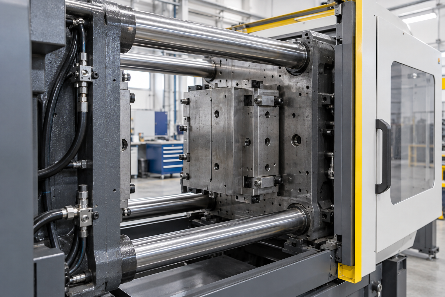 Illustrative mold mounted at a machine interface.